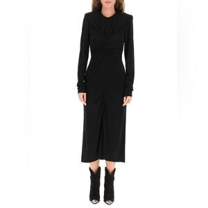 Isabel Marant || Linario Ruched Bustier Long Sleeve Dress Black 42 US 10 NWT